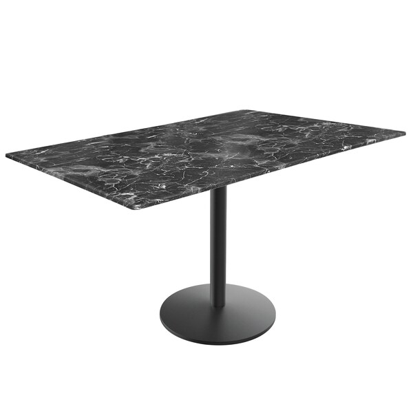 30 Tall OD214 Black Table Base w22 Diameter foot and 32x48 Black Marble Top, IndoorOutdoor